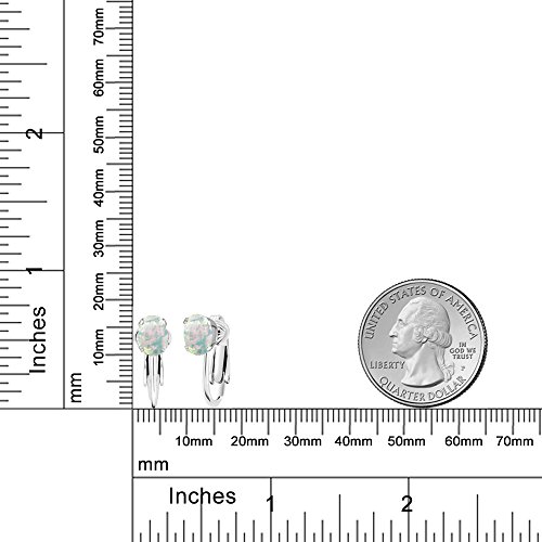 Gem Stone King 925 Sterling Silver White Simulated Opal Clip-On Earrings For Women (1.26 Cttw, Oval Cabochon 7X5Mm) #TOP2