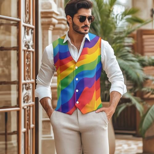 Men's V Neck Suit Vests Formal Slim Fit Button Dress Vest Waistcoat, S-4XL2