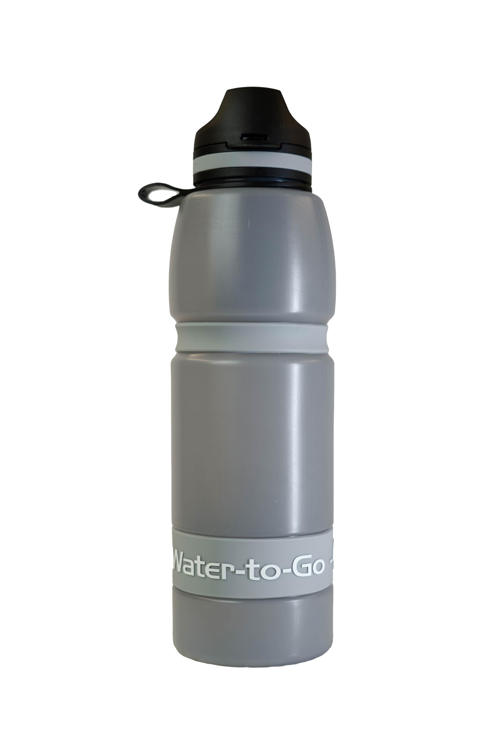 WATER TO GO Botella de agua Active 100 con filtro 3 en 1, 1,0 litros, material de caña de azúcar, 193 g, probado en laboratorio, elimina el 99,9999% de contaminantes, Cloud Silver