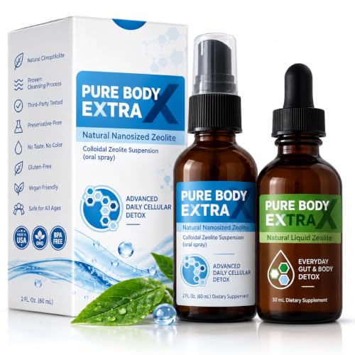 Auivty Liquid Zeolite Bundle – Pure Body Extra Oral Spray (2 fl oz / 60 mL) + Pure Body Zeolite Drops (30 mL), Unflavored, Vegan-Friendly, Gluten Free, Daily Wellness Support