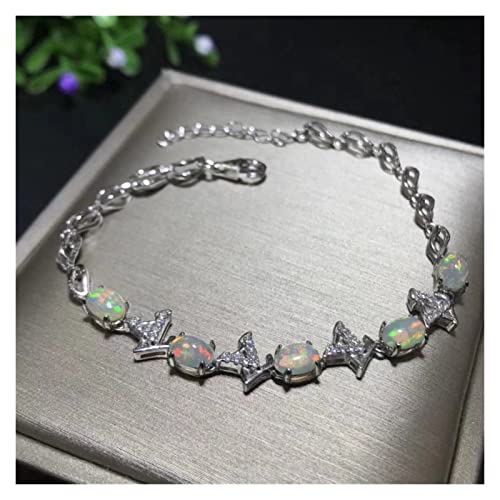 Bracelet opale naturelle multicolore en argent S925 pour femme