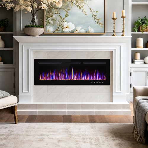 Image of 50 inch Electric Fireplace Wall Mounted and Recessed 750 /1500w W /Remote Control