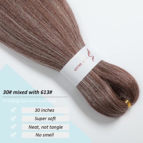 Braiding Hair Pre Stretched 30 Inch Brown Braiding Hair Soft Colored Braiding Hair 3 Packs For Festival Braids Hair Yaki Texture Hot Water Setting (30 Inch (Pack Of 3), 30-613) #TOP5