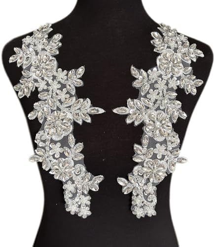 Handmade Rhinestone Lace Applique - Sew On Beaded Trim For Wedding Dresses