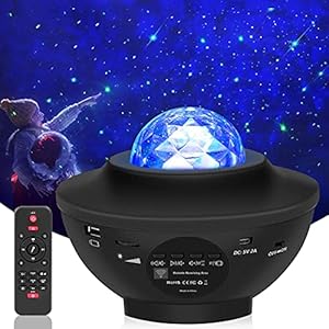 Lampada Proiettore Stelle, Luce Notturna Bambini con 21 Modalità, LED Lampada Musicale Romantica Cielo Stellato, con Telecomando, Timer, Altoparlante, Bluetooth, Regalo per Adulto, Bambini