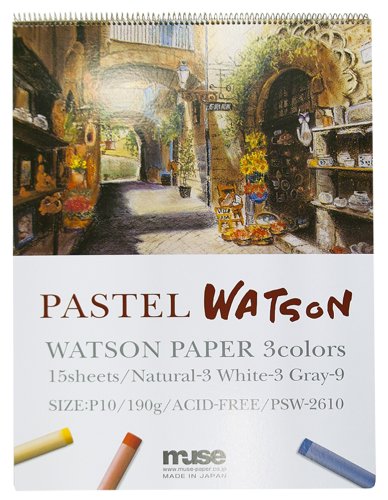 MUSE PSW-2610 P10 Pastel Watson Book, P10, 6.7 oz (190 g), White, Natural, Gray, Pack of 15