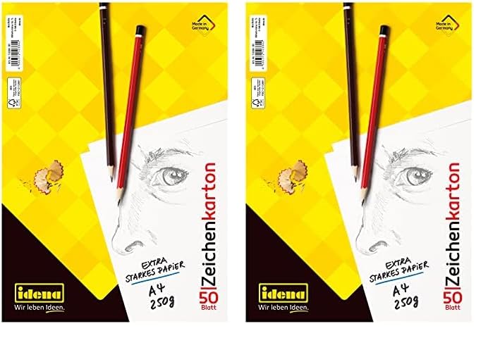Idena 10384 - Zeichenkarton, DIN A4, 50 lose Bogen, extra starkes Zeichenpapier 250 g/m² (Packung mit 2)