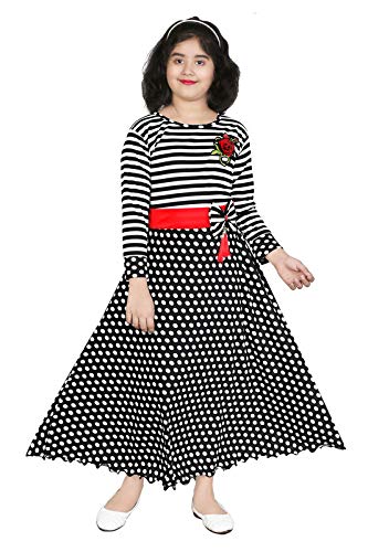 ULTRA TREND Girls Black Lycra Blend Maxi/Full Sleeve Gown Party Dress