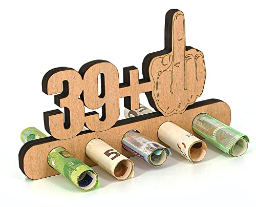 Giftota - Originelle Lustig Geldgeschenk Holz - 39 + 1 - Geschenk zum 40.Geburtstag - Jubiläum - aus Holz - für Freunde, Familie