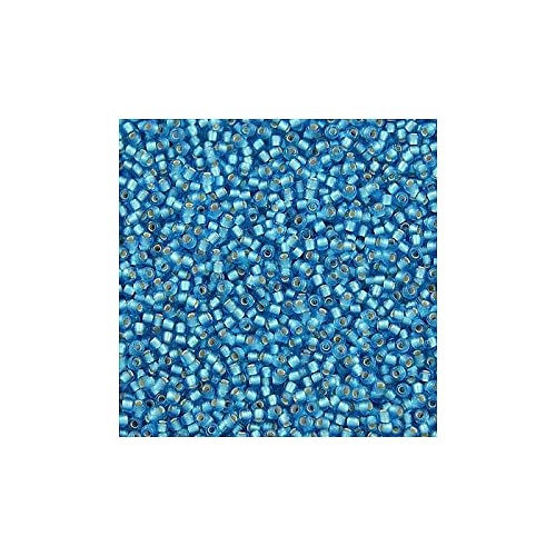50 g TOHO Round Seed Beads Rocailles, Size 15/0, Silver Lined Frosted Dark Aqua (# 23BF), Japan, Glass โ image 1