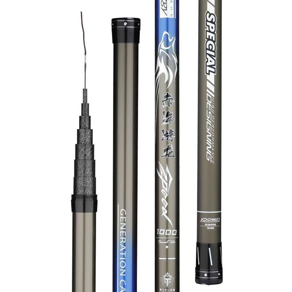 YADLCR Long Fishing Rod 8M-16M High-carbon Baitcasting Super Hard Deep-water Deep-water Telescopic Fishing Rod(12m)
