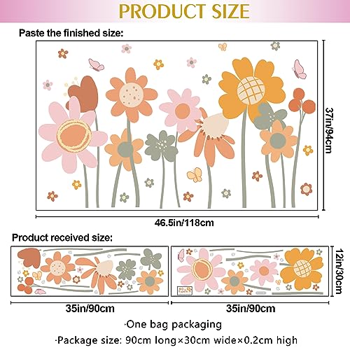 Vinilos decorativos florales boho 2 hojas removibles miniatura 2
