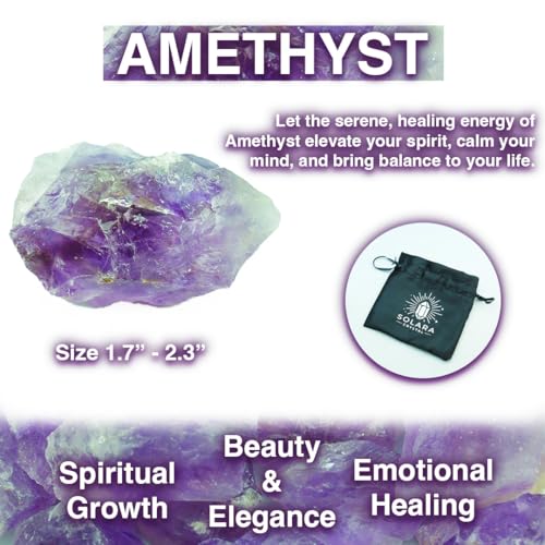 Solara Crystal | Raw Healing Crystals – Natural Amethyst, Quartz, Citrine & More | Chakra Balancing, Meditation, Energy Cleansing, Spiritual Decor, Gift Bag Included (Amethyst) - Image 4