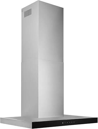 Broan-NuTone 30 T-Style Chimney Range Hood with LED Lighting, Convertible Wall-Mount Kitchen Chimney Vent Hood, 450 Max CFM, Stainless Steel/Black