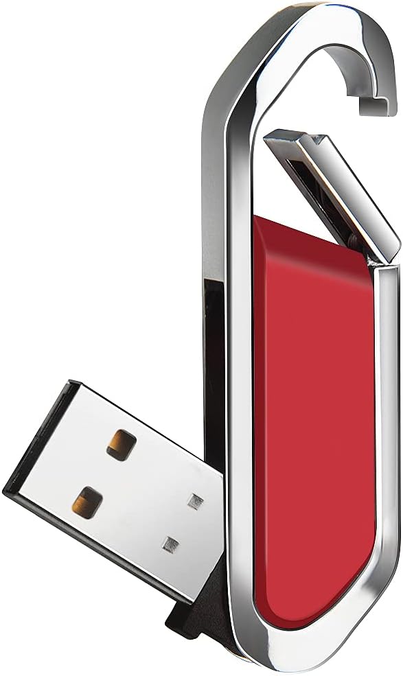 64GB USB Flash Drive Portable Metal Thumb Drive with Keychain USB 2.0 Memory Stick Pen Drive for External Data Storage, Red