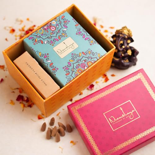 Image of Nirmalaya Premium Sacred Backflow Ganpati Idol Gift Box | Navratri & Housewarming Gift Set | Ganesha Idol with Backflow Incense Cones, Toran & Terracotta Diyas | Spiritual Diwali Pooja Gift Hamper