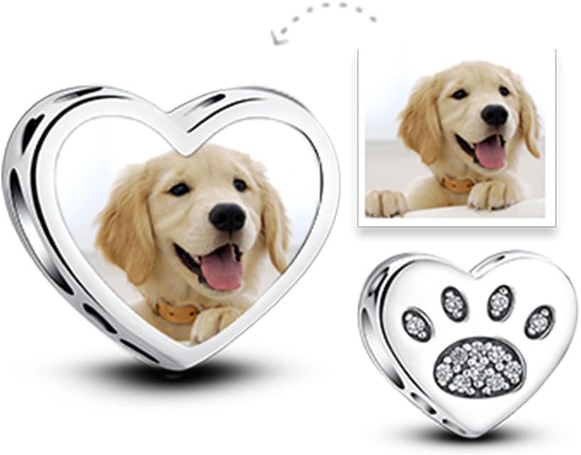 Glamulet 925 Sterling Silver Personalized Photo Charms"Forever Memory" Customized Beads For Bracelet