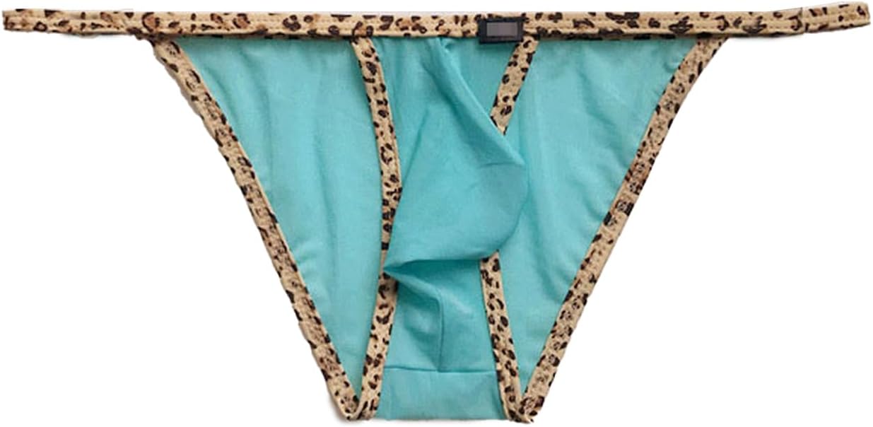 Men's Sexy Thong Briefs Leopard Pattern Print Bikini Underwear
