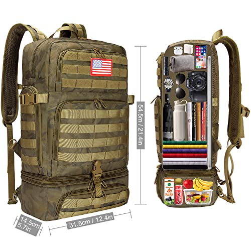 Bertasche Lunch Backpack For Men, 15.6 Inch Laptop Backpack For Work College Travel Camping Tactical Molle Daypack, Camo Green #TOP1