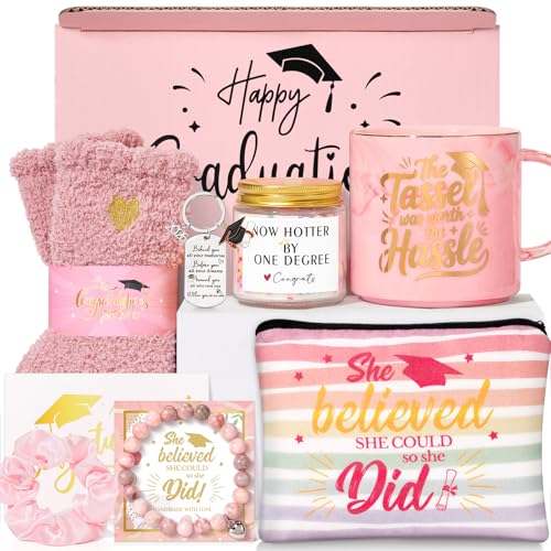 Graduation Gift for Her,Class of 2026,Pink Graduation Gifts Basket for Girls,Senior Graduations...