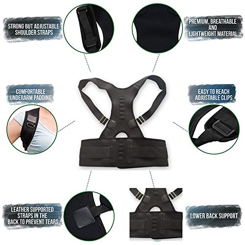 10Pcs Magnets Back Support Belt For Posture Correction And Back Pain Support - Unisex (S, Black) #TOP2