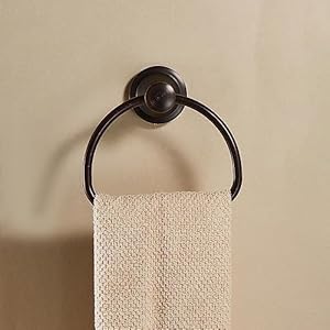 Wolibeer bronze towel ringbathroom hand towel holderoil rubbed towel hanger wall mount farmhouse towel rack rustic bath accessories half round  urban country home decor