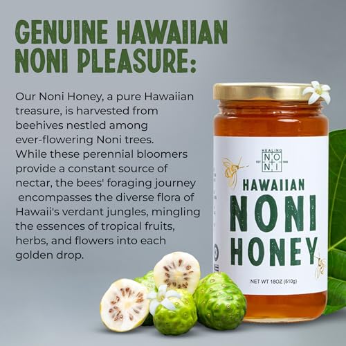 Healing Noni 4 frascos 18oz Miel hawaiana miniatura 2