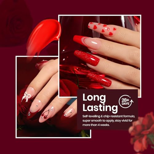 Image of Beetles Red Gel Polish Set, 6 Colors Nail Gel Polish Popular Jelly Shimmer