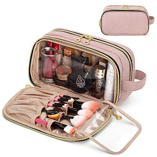 Teamoy Makeup Brush Travel Case, Makeup Train Case for Makeup Brushes(up to 9-inch), Beauty Essentials and more, Misty Rose (Patent Pending)