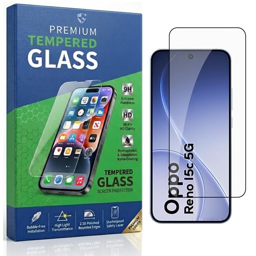 Image of Tempered Glass Compatible With Oppo Reno 15c 5G 6.59 | 9H Hardness | HD Clarity | Anti-Fingerprint | High Touch Sensitivity | Premium Screen Protector Guard