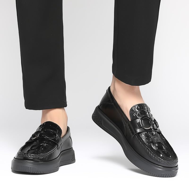 Prom Loafers for Men Faux Leather Party Tuxedo Round Toe Solid Color Non Slip Rubber Sole Low Top Tuxedo Slip On4