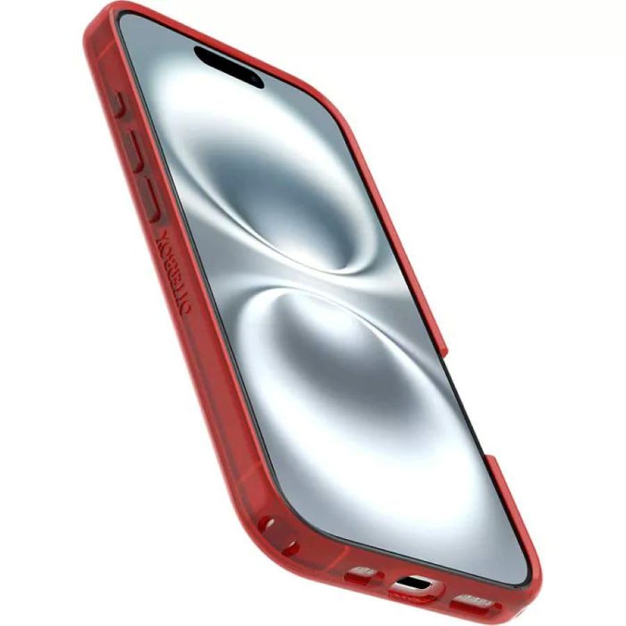 Image of OtterBox iPhone 16 (Only) - Symmetry Series Clear+ Case - Cherry Tomato (Firecracker) - Snaps to MagSafe - Ultra-Sleek - Raised Edges Protect Camera & Screen - Non-Retail Packaging
