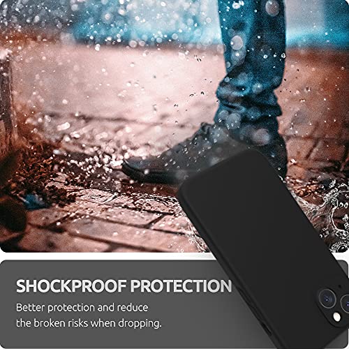 Surphy Compatible With Iphone 13 Case With Screen Protector, (Camera Protection + Soft Microfiber Lining) Liquid Silicone Phone Case 6.1 Inch 2021 (Black) #TOP6