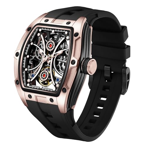 Image of ALIX Automatic Mechanical Watch Silicone Band Water-Resistant Stylish Gift for Men