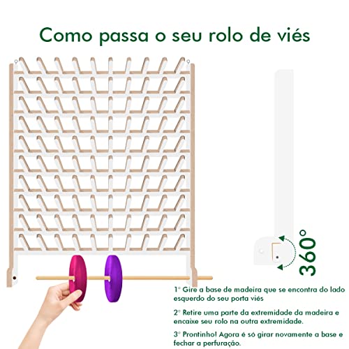 Porta Fio Madeira 100 Cones Carretel Linha Suporte Para Viés