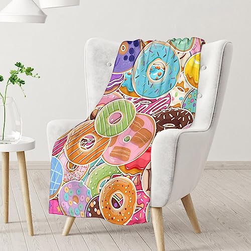 Girls Blanket - 30"x40" Cute Donut Throw Blanket Gifts for Kids & Adults - Colorful Soft Fuzzy Doughnut Blanket for Couch & Office