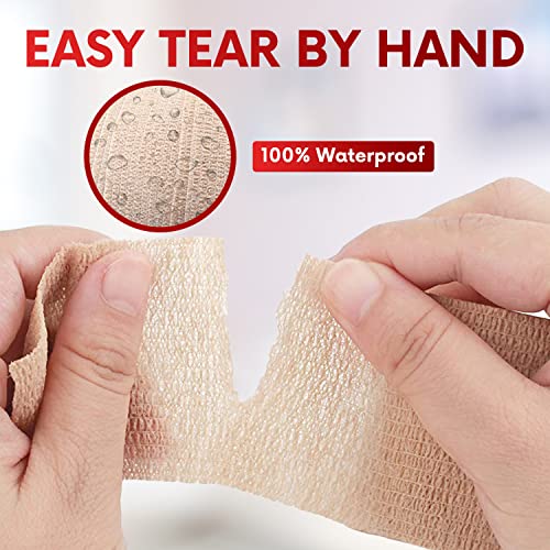 Healqu Self Adhesive Bandage Wrap – Cohesive Tape For Athletic & Sports - 4" X 5 Yard Self Adherent Medical Tape, Flexible, Waterproof Elastic Bandages For Wrist & Ankle Vet Wrap For Dogs (Box Of 12) #TOP4