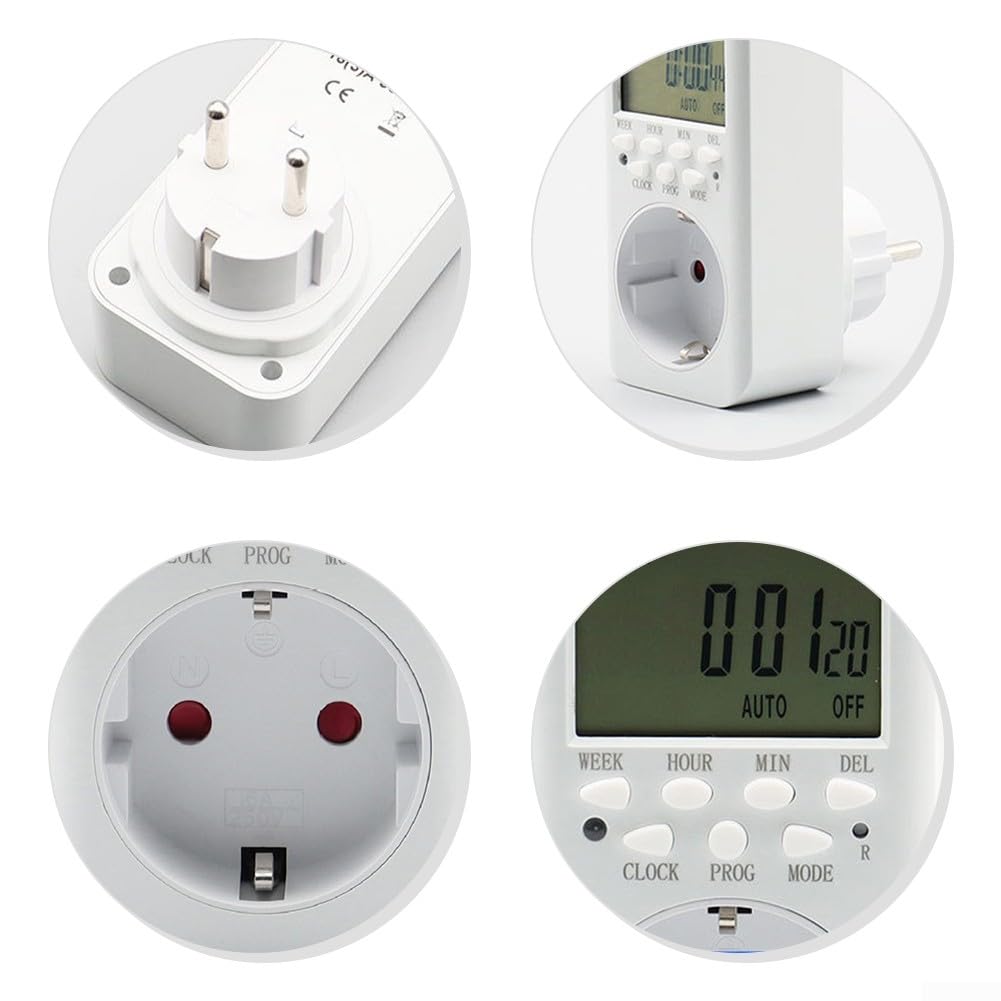 für 4 Stück Digitale Zeitschaltuhr Steckdose,LCD DisplayTimer Steckdose mit 20 konfigurierbaren Programmen und Countdown für Innen,24h Modus
