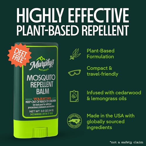 Image of Murphy's Naturals Mosquito Repellent Balm, Plant-Based, 0.5 oz (Pack of 3) | Formulated with cedarwood, lemongrass & rosemary oils; DEET-free*, repels mosquitoes up to 2 hrs & ticks 1 hr; travel-size