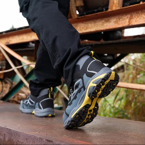 Image of LARNMERN Steel Toe Work Boots Men,Non Slip Safety Shoes,Comfortable Industrial and Constructio Hiking Sneakers