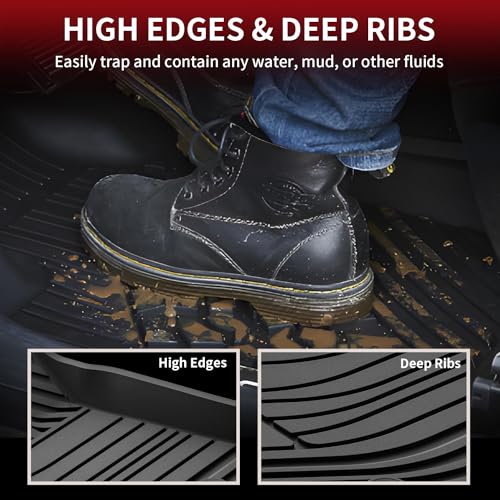 Image of LASFIT 3D Precision-Trimmed Floor Mats for 2026-2020 Toyota Corolla Sedan, Custom Fit TPE All Weather Floor Liners, Full Coverage Car Floor Liners, 1st & 2nd Rows, Black