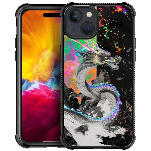 CARLOCA Compatible with iPhone 15 Case,Trippy Dragon Colorful Graphic Design Shockproof Anti-Scratch Drop Protection Case for iPhone 15 - image 1
