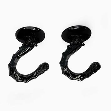 QMseller 2 Sets Metal Ceiling Hooks, Heavy Duty Swag Ceiling Hooks with Hardware for Hanging Plants/Chandeliers/Wind Chimes/Ornament (Black Color)