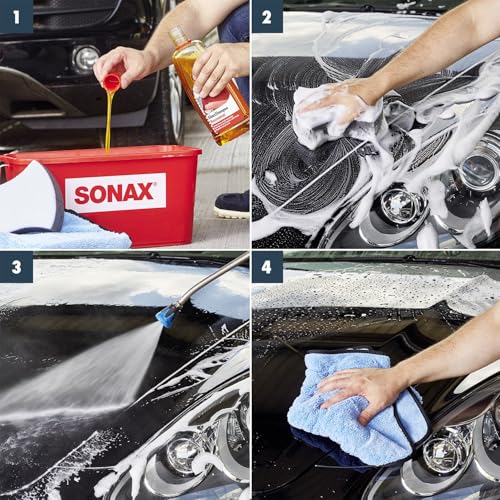 Image of SONAX Gloss Shampoo (25ml pet bottle, Pack of 1) | Car Washing Liquid | Deep Cleaning | Paint, Rubber, Plastic, Fiber, Vinyl, Glass Surface | Premium Glossy Finishing | Preserves Wax Coating