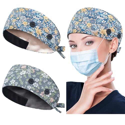 Image of ABAMERICA Working Caps with Button and Sweatband, Adjustable Working Hats for Women Men, One Size(Tie Back or Toggle)