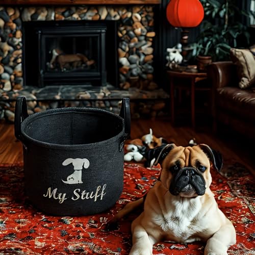 TSQZE Haustier Spielzeug Organizer Box, Katzenspielzeug Boxen Mit Griffen, Welpen Sachen Korb Filz Aufbewahrungsbox, Organizer Für Die Organisation Von Haustierspielzeug, Decken, Leinen (Hunde)