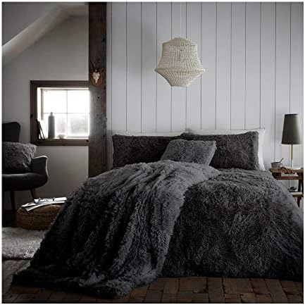 Hug and Snug Duvet Set Polyester Super Soft Warm and Cozy Fluffy Fur Fleece Double Bed Size, Hug & Snug Grey