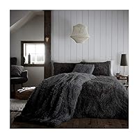 Set Biancheria Da Letto Matrimoniale In Pelliccia Sintetica Rosa Shocking - 2 Pezzi (Copripiumino 168x229 Cm + Federa 51x66 Cm)