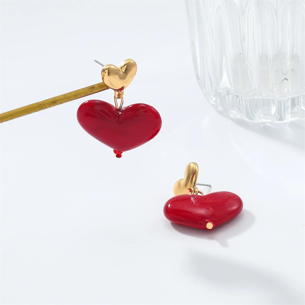 Handmade Simplicity Unique Gold Love Heart Dangle Drop Earrings Chic Lightweight Love Heart Stud Earrings For Women - Image 5