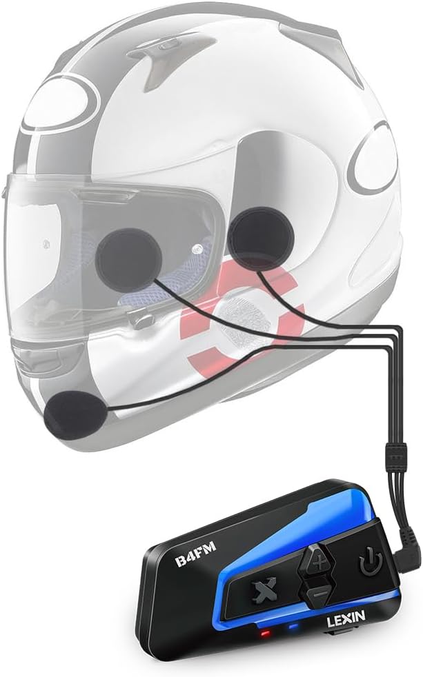 LEXIN Motorcycle Audio Set for Helmet Bluetooth Headset, 36mm Speakers, Type-C Connector, Button/Boom Mic, Fit for B4FM/GTX/G2P/G16/G1/MeshCom/Novus